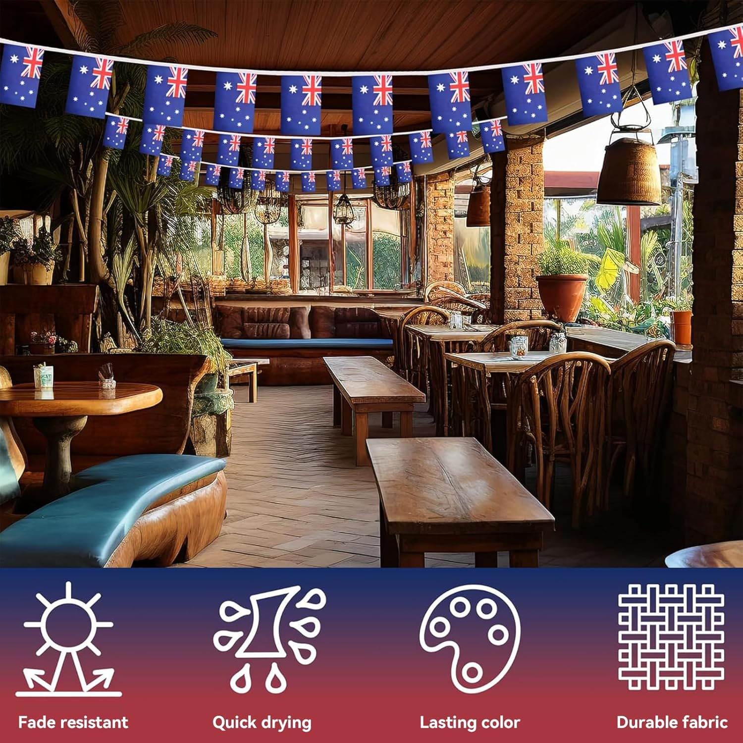 Australia Flags Small String Mini Flag Pennant Banner Decorations -30 Flags, Patriotic Events Patriotic Events 26Th of January Australia Day Country Decoration, School, Party, Sports Events (01) image number 1