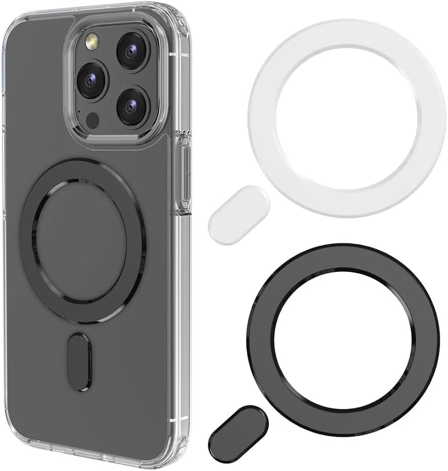 Enstphjoy Universal Magnetic Adapter Ring 2 Pack, Compatible with Magsafe Accessories, Iphone 16/15/14/13/12/11 (Mini, Pro, Max), Samsung Galaxy S22/S21 FE Ultra (White+Pink)