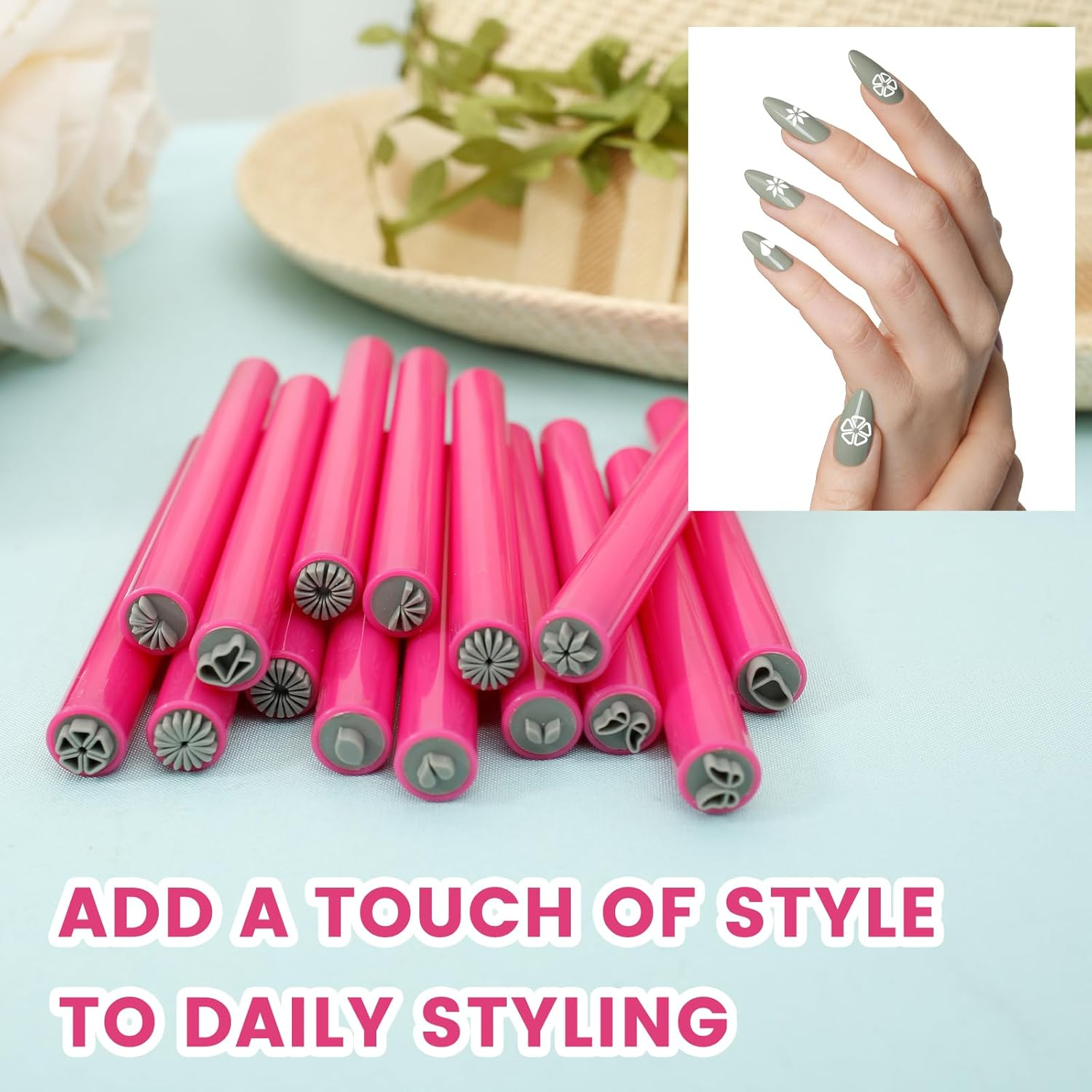 15PCS Nail Art Stamp Pen Set, Flower Nail Stamper Pens, DIY Nail Art Pen Nail Design Tools, Nail Art Stamping Pen Nail Dotting Tool, Assorted Patterns Nail Stamping Plate, Nail Art Tools for Women image number 4