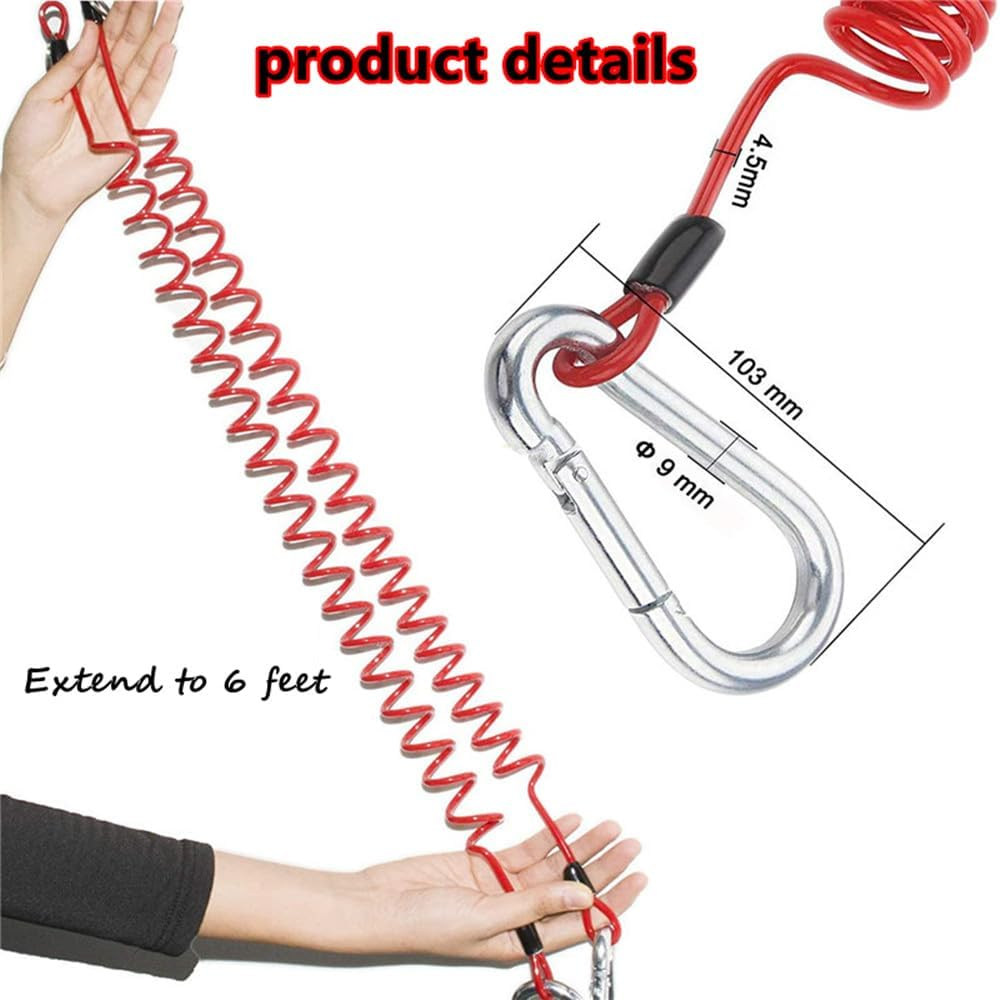 Breakaway Trailer Cable- Heavy Duty Steel Wire Coiled Safety Cables Strap for RV Towing Trailer - Stainless Steel Spring Towing Coil for Enhanced Durability - Extends up to 6Ft image number 4