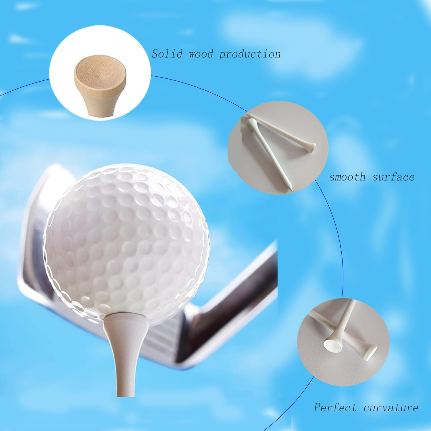 Hysgscwd 100Pcs Wooden Golf Tees, 83Mm/3-1/4In White Bulk Wood Golfing Tees, Durable Professional Natural Golf Balls Accessories, Long Tall Golf Tees, Reduce Friction and Side Spin, Sturdy and Stable image number 1