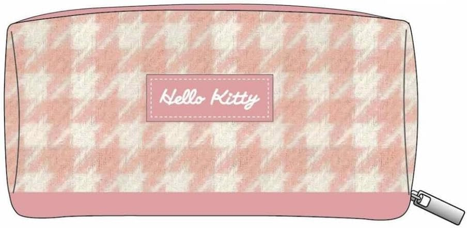 K Company KTC-SP-PK Hello Kitty (Houndstooth Series) Square Pouch, Pink, H 3.3 X W 6.9 X D 3.3 Inches (85 X 175 X 83 Mm) image number 1