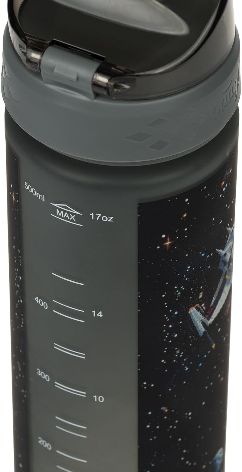 Baagl Children'S Drinking Bottle, Leak-Proof Water Bottle, 500 Ml, School and Sports Football Bottle for Boys and Girls, Tritan, Casual Drinks Bottle, School Drinking Bottle (Pixel Space) - Blue Logo image number 4