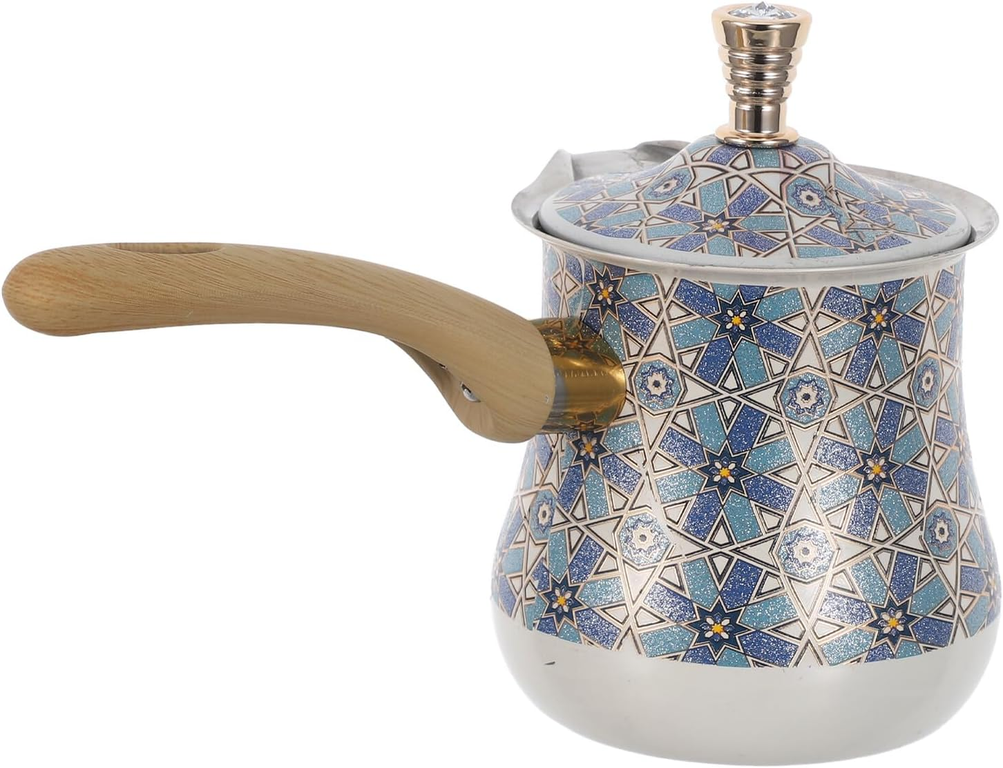 BIUDECO Stainless Steel Turkish Coffee Maker 720Ml with Wooden Handle &ndash; Small Saucepan for Milk Frothing, Butter and Chocolate Melting &ndash; Metal Cezve Pot for Stove and Espresso Brewing image number 3