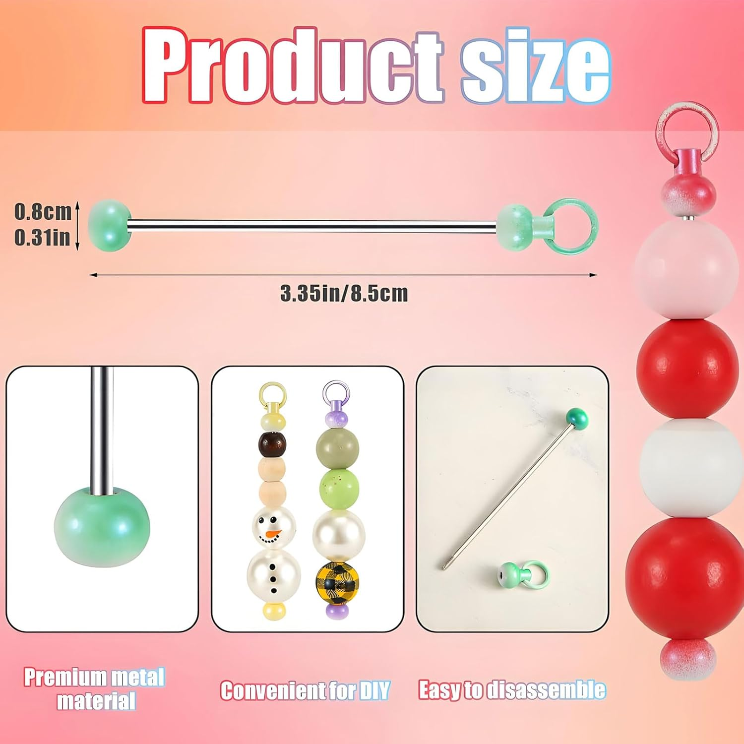 30Pcs Beadable Keychain Bars Beadable Blanks DIY Bead Bar Keychain Kit DIY Keychain Accessories Metal Bead Keychain Bar Link Detachable Key Chain for DIY Craft Making Gift Accessories