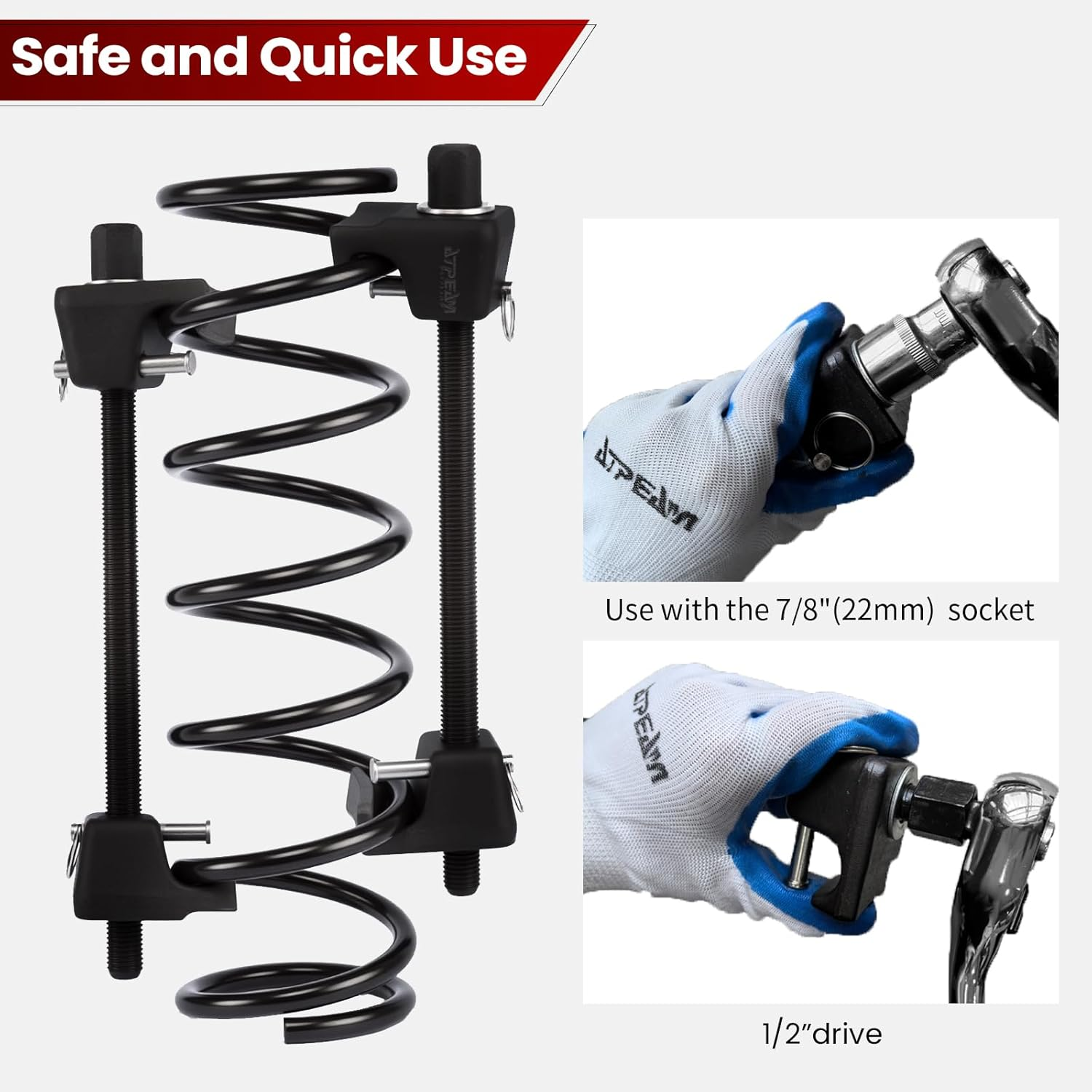 ATPEAM Macpherson Strut Spring Compressor 2Pc Heavy Duty Coil Spring Compressor Strut Remover Installer Tool, 13/16In Socket 1/2In Drive image number 4