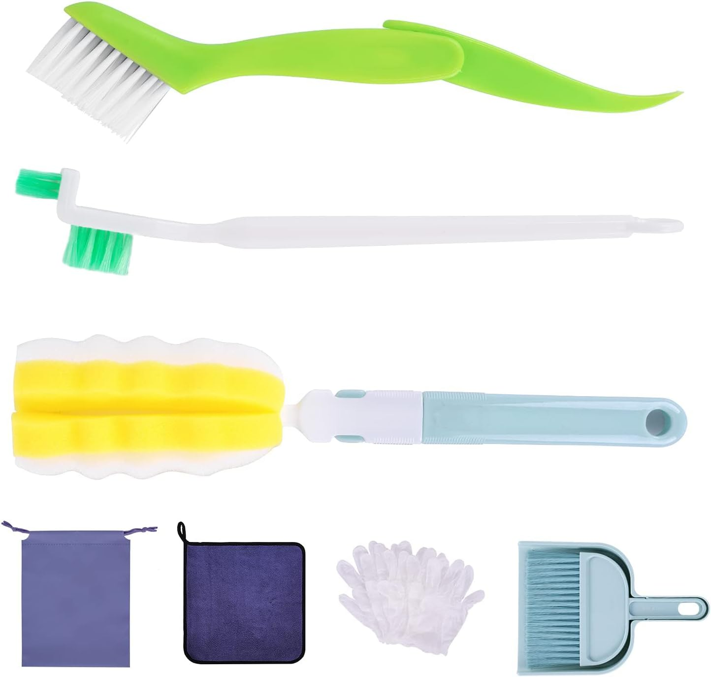 Pet Cage Clean Set for Rabbit Cages Guinea Pig Hamster Cat Ferret Birds Parrot Chinchilla， Small Animals Pet Playpen Bedding Cleaning Brush Dustpan and Broom Foam Sponge image number 2