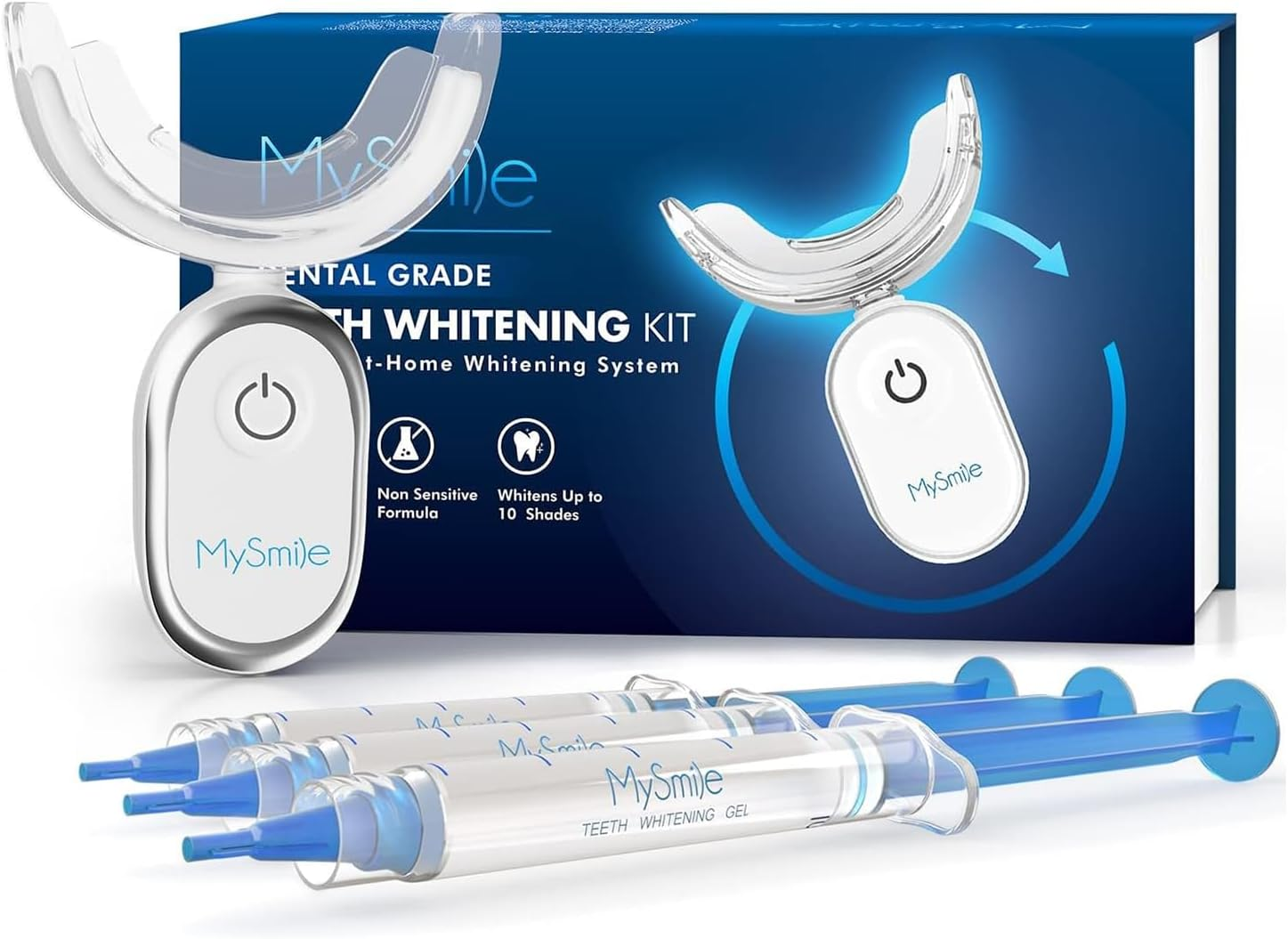 Mysmile 30 Treatments Teeth Whitening Kit with LED Light for Sensitive Teeth, 3Pcs Enamel Safe Teeth Whitening Gel,10 Fast Fast Remove 20 Years of Stains, Whitening Tooth Care Oral Bright Smile Alternative Teeth Whitening Strips image number 1
