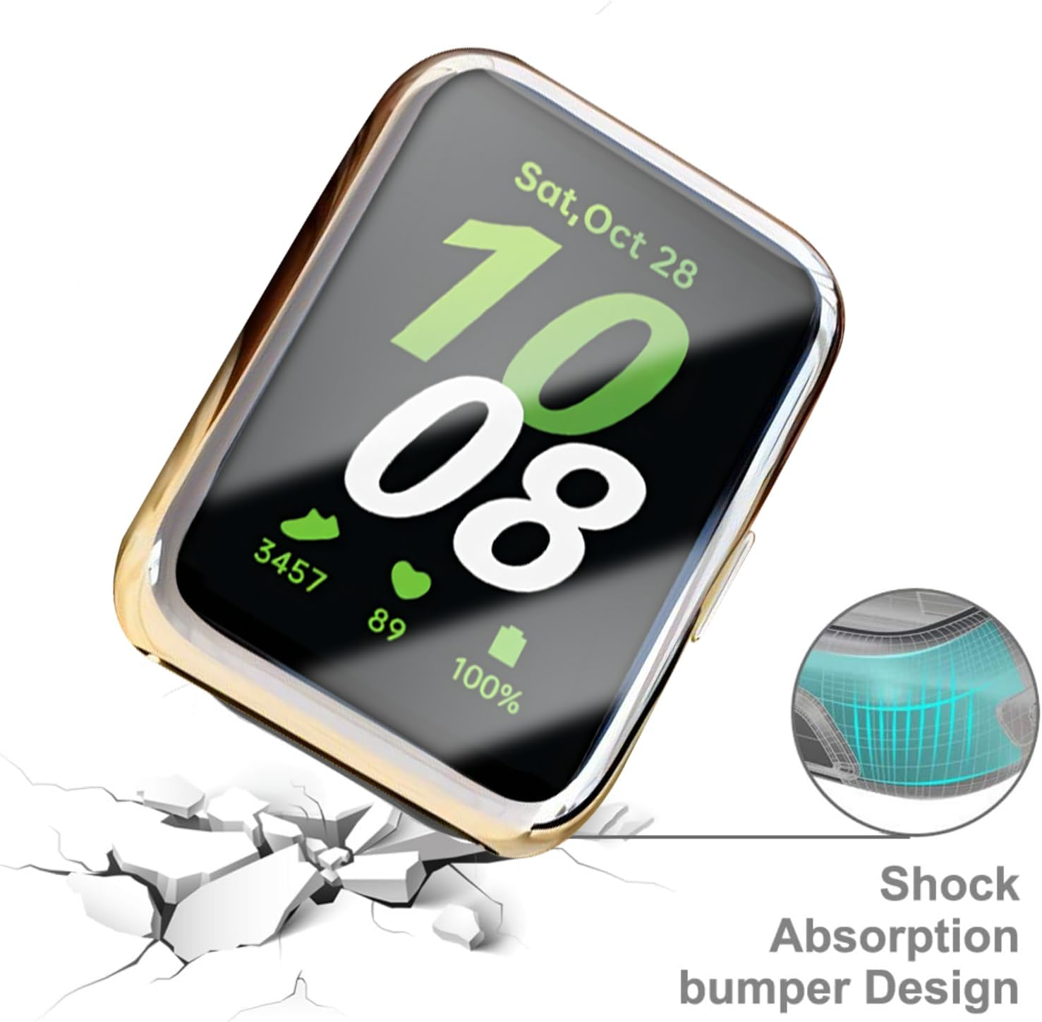 USTIYA 2X Case for Samsung Galaxy Fit 3 Smartwatch Cover Screen Protector TPU (Black + Clear) image number 1