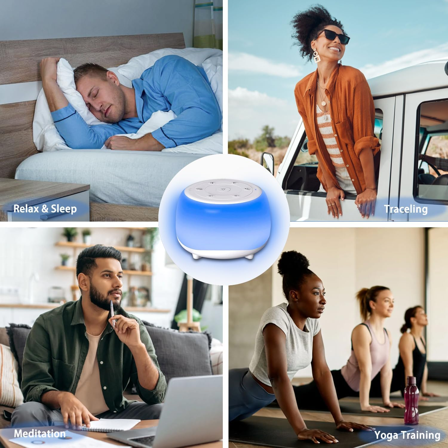 Xkimos White Noise Machine Baby and Adult, 34 Soothing Sounds White Noise Machine, 7 Color Lights Portable Baby Night Light Sound Machine for Kids Sleeping with 3 Auto-Off Timer & 30 Levels of Volume image number 3