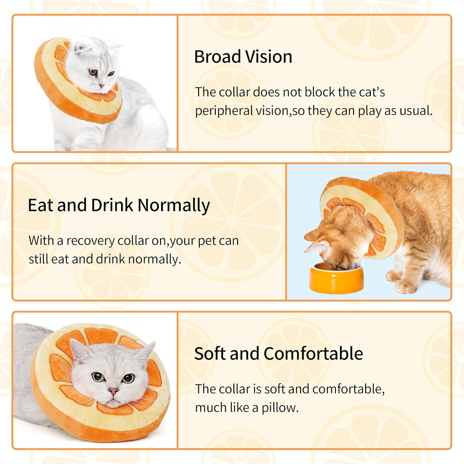 NACOCO Pet Recovery Cone Collar Cat Cute Orange E-Collar Elizabethan Collar after Surgery Recovery Pet Cone for Cat Puppy Breathable Soft Edge and Easy to Clean (Small) image number 5