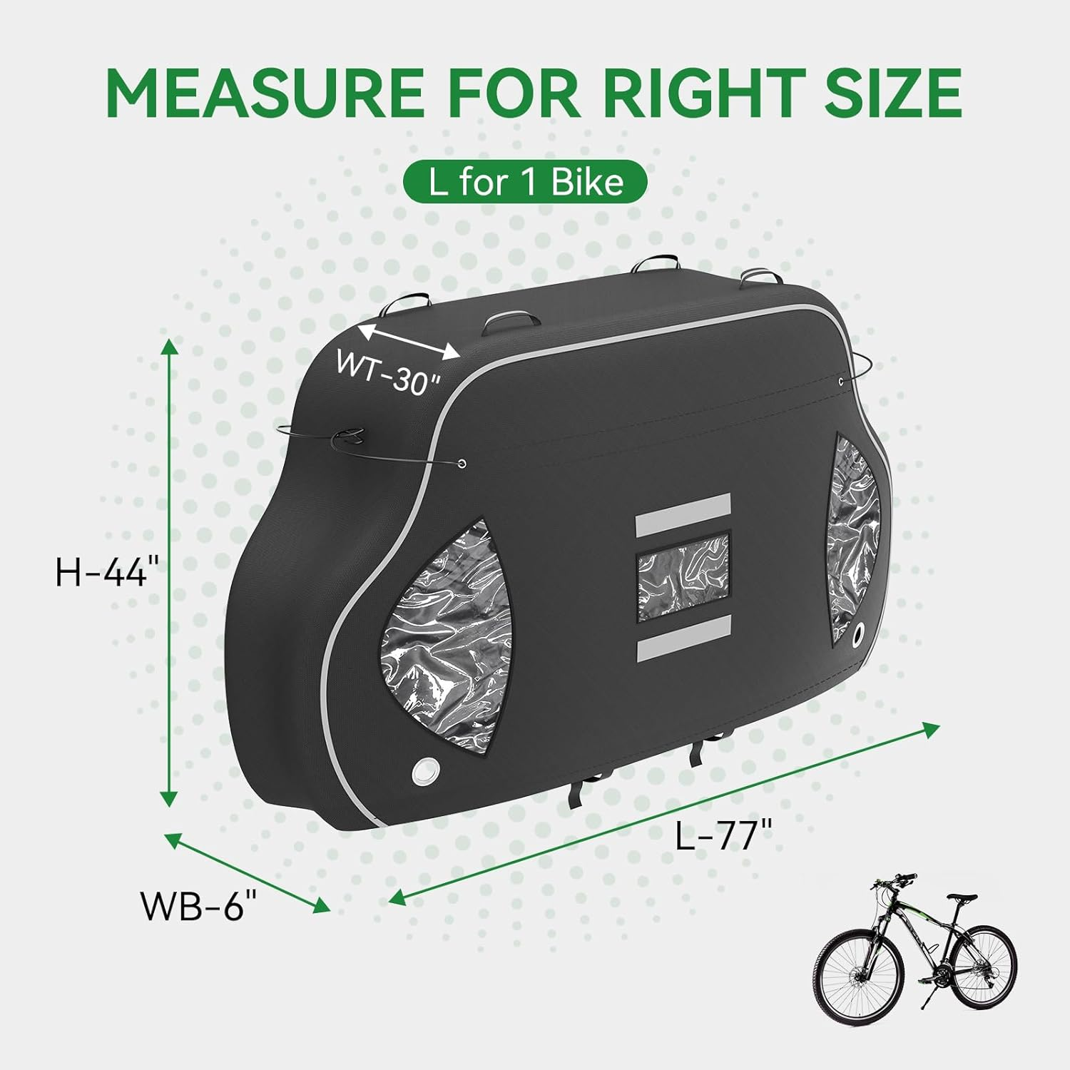 RVINGPRO Bike Cover for Transport on Rack - Bike Cover for 1 Bike on Rear Bike Rack, 600D Oxford Bicycle Cover Waterproof Outdoor Storage or Transportation for RV/ SUVS, with 2 Bungee Cords (L) image number 6