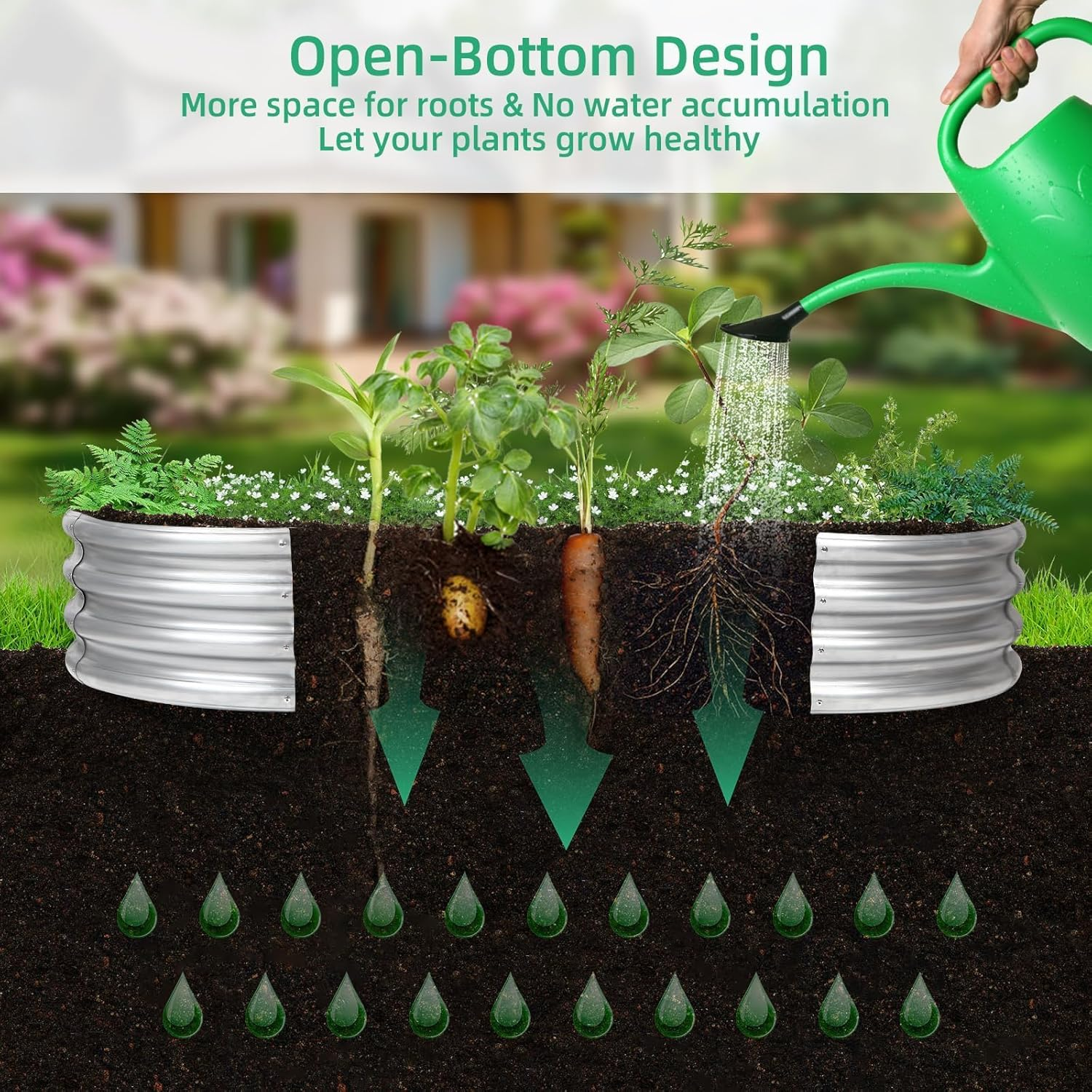 Gartist Thickening Galvanized Raised Garden Bed with Gloves, Tools Free Assembly Planter Box for Outdoor, Oval Larger Space Garden Bed Planter for Herbs, Vegetables, Fruits(4 X 2 X 1Ft, Silvery) image number 5