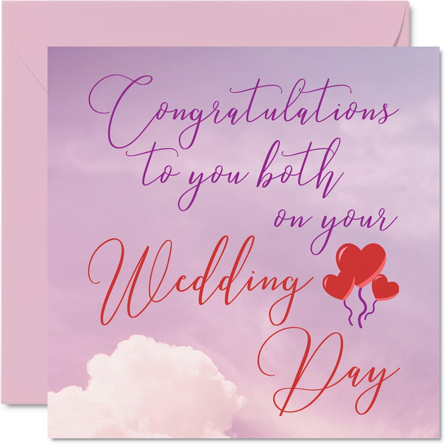 Wedding Cards for Bride and Groom - Congratulations to You Both Wedding Day - Happy Wedding Day Cards, Congrats Well Done Just Married Card, 145Mm X 145Mm Marriage Wedding Greeting Cards for Couples