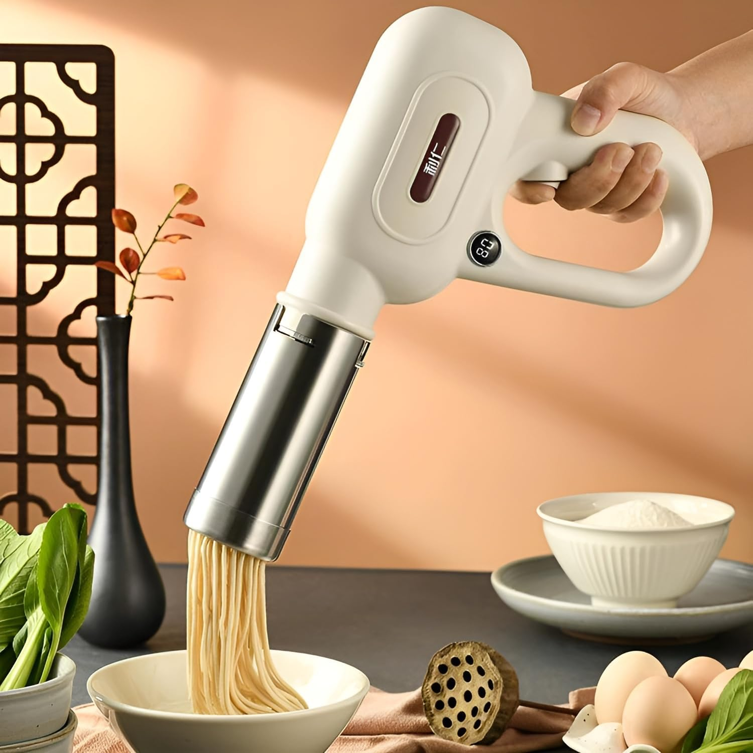 Electric Pasta Machine, 5 in 1 Home Handled Pasta Maker, Portable Handheld Automatic Noodle Maker Extrudes Pasta in 15S, Rechargeable Cordless Pasta Maker image number 5