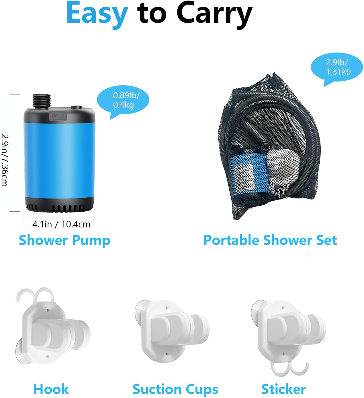 Portable Camping Outdoor Shower, 10000Mah Rechargeable Electric Shower Pump Intelligent Digital Display 5 Shower Modes & IPX8 Waterproof image number 1