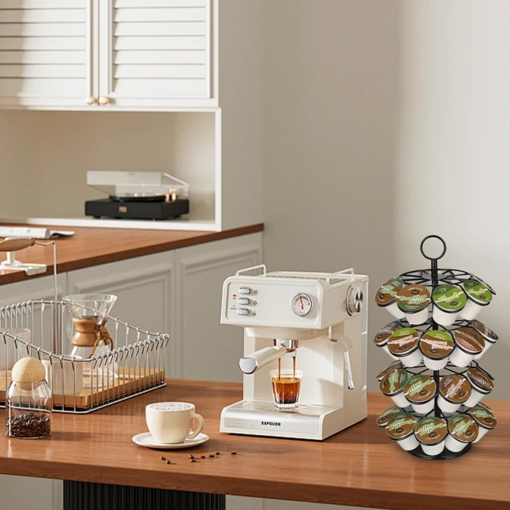 MOTRAIN Coffee Pod Holder Stand, Black Steel Rotating Cup Carousel for Home or Office, 4 Tiers, 36 Pods Storage Organizer, Spins 360-Degrees image number 5
