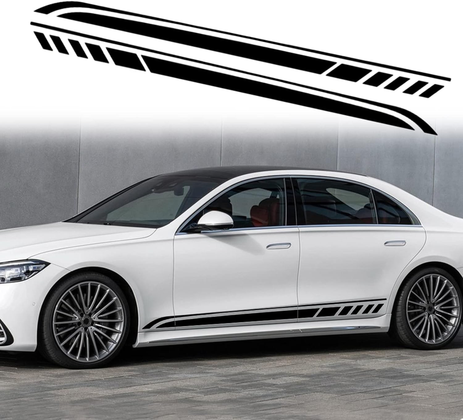 RUIANTE Sports Racing Stripe Stickers for Car Body Door Side Stripe Graphic Vinyl Decals Decoration for All Cars SUV Truck Off-Road Vehicles Universal Stickers Accessories 2Pcs (Black)