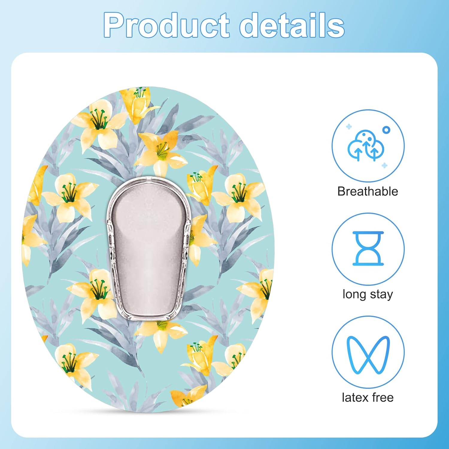 25Pcs Adhesive Patch for Dexcom G6, Waterproof Adhesive Overpatches Breathable Sweatproof Sensor Cover Colorful Floral Sensor Tape Sensor Stickers Protector for Dexcom G6 image number 6