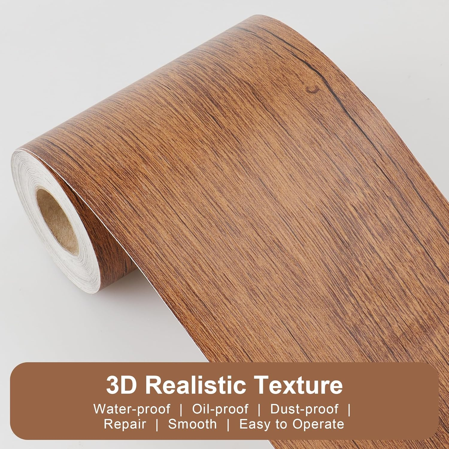 JUNART Wood Grain Repair Tape(10Cm&times;1000Cm), Self-Adhesive Waterproof Realistic Textured Repair Duct Tape for Tables, Baseboards, Doors, Windows, and Floors with Plastic Scraper(Begonia Wood) image number 3