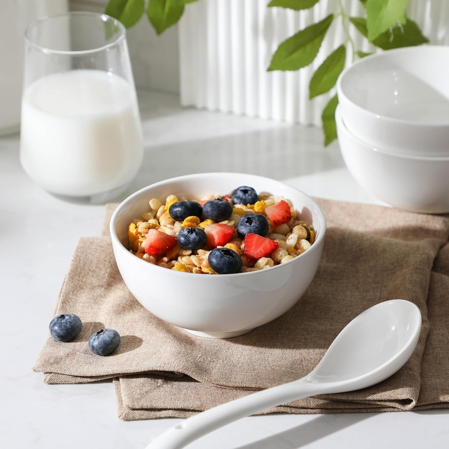 MALACASA 8 Pack Dessert Bowls, 16 Oz Rice Bowls Set, 5" Small Bowls for Side Dishes, Salad, Dessert, Snacks, Oatmeal, Soup, Fruit Dishwasher & Microwave Safe, Series Regular