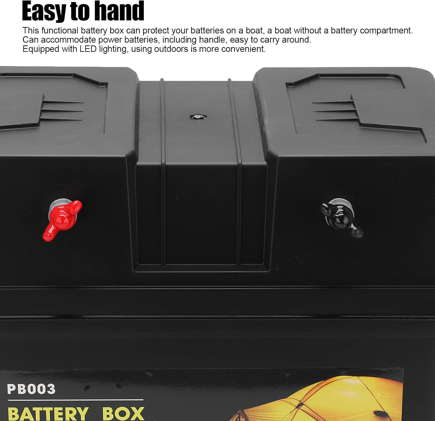 Portable Battery Box with Handle, Marine Battery Box with USB Charger/12V Accessory Port/Amplifiers/60 Amps Circuit Breakers/Voltage Meter Display Screen/Led Light image number 5