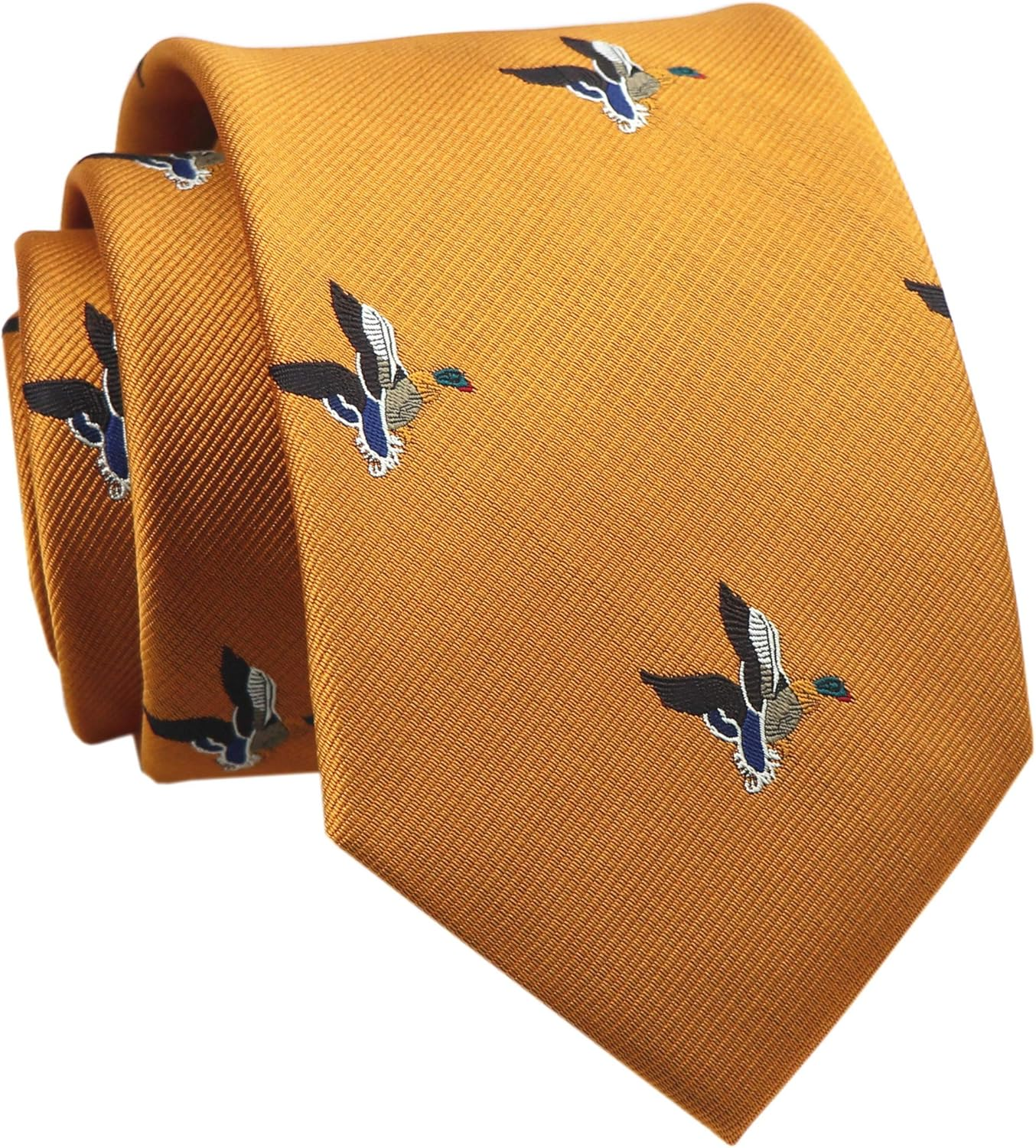 Elfeves Men'S Novelty Ties Flying Ducks Polka Dots Embroidered Handmade Formal Necktie - Copper image number 3