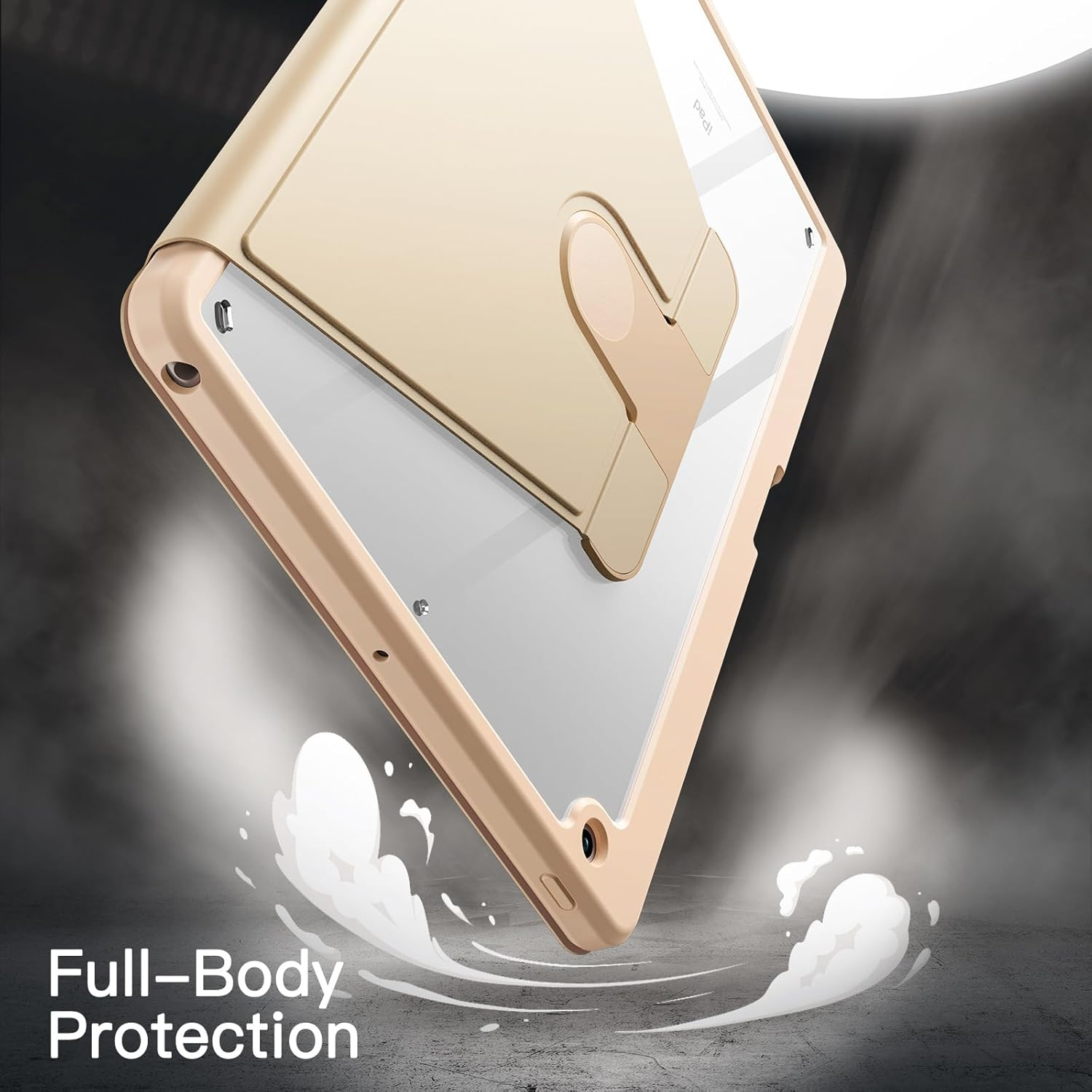 Jetech Rotating Case for Ipad 9/8/7 (10.2-Inch, 2021/2020/2019 Model, 9Th/8Th/7Th Generation) with Pencil Holder, 360 Degree Rotation Protective Stand Cover Clear Back, Auto Wake/Sleep (Beige) - Black image number 7