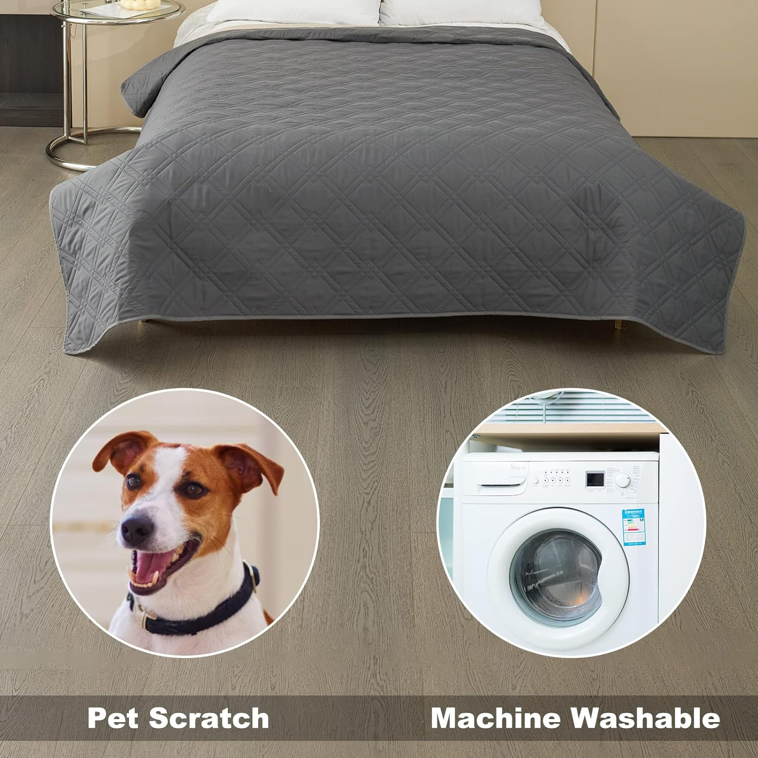 Waterproof Dog Bed Cover with Back Silicone Rubber Washable Pet Blanket Cover Anti-Slip Dog Couch Waterproof Protector Dog Bed Cover Couch Cover for Furniture Bed Couch Sofa 30&times;70In/52&times;82In image number 5