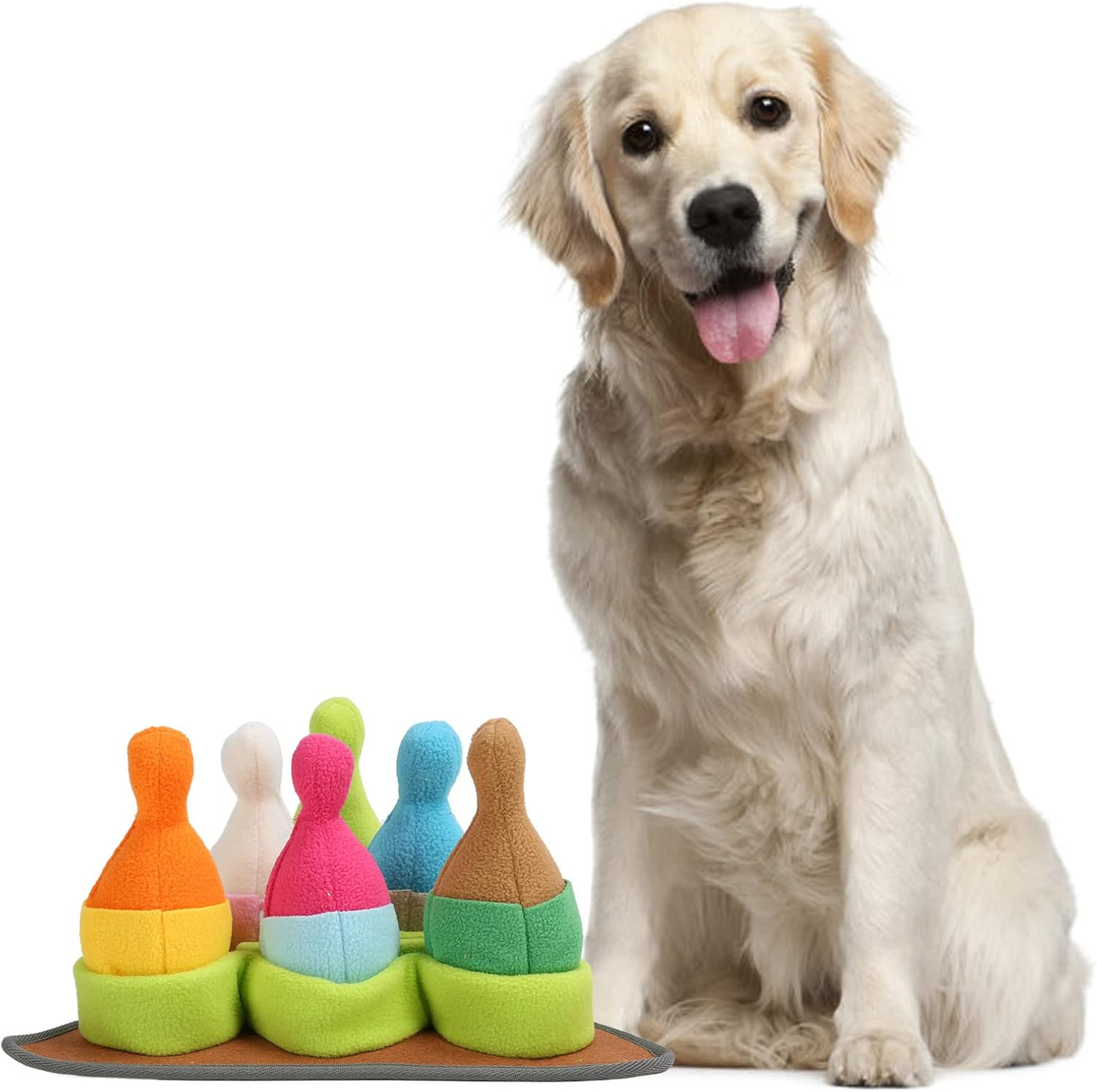 Snuffle Mat for Dogs,Pet Sniffing Pad Slow Eating Reduce Boredom Dog Sniffing Feeding Mat Puzzle Toy with Squeaky Bowling for Smell Training image number 4