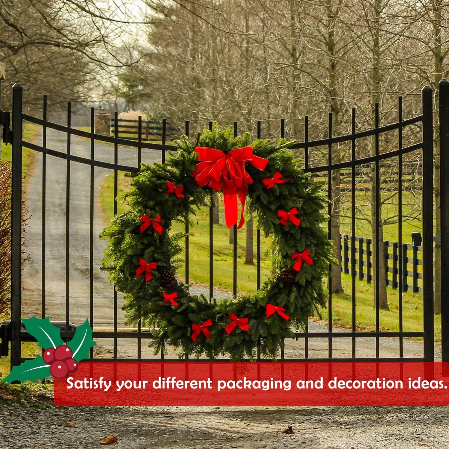 2 Rolls Christmas Wired Ribbon, 2.5 Inch X 10 Yards Red Green Velvet Xmas Ribbon with Gold Edge Vintage Christmas Ribbon for Christmas DIY Craft Home Garland Bow Door Wreath Decorations image number 2