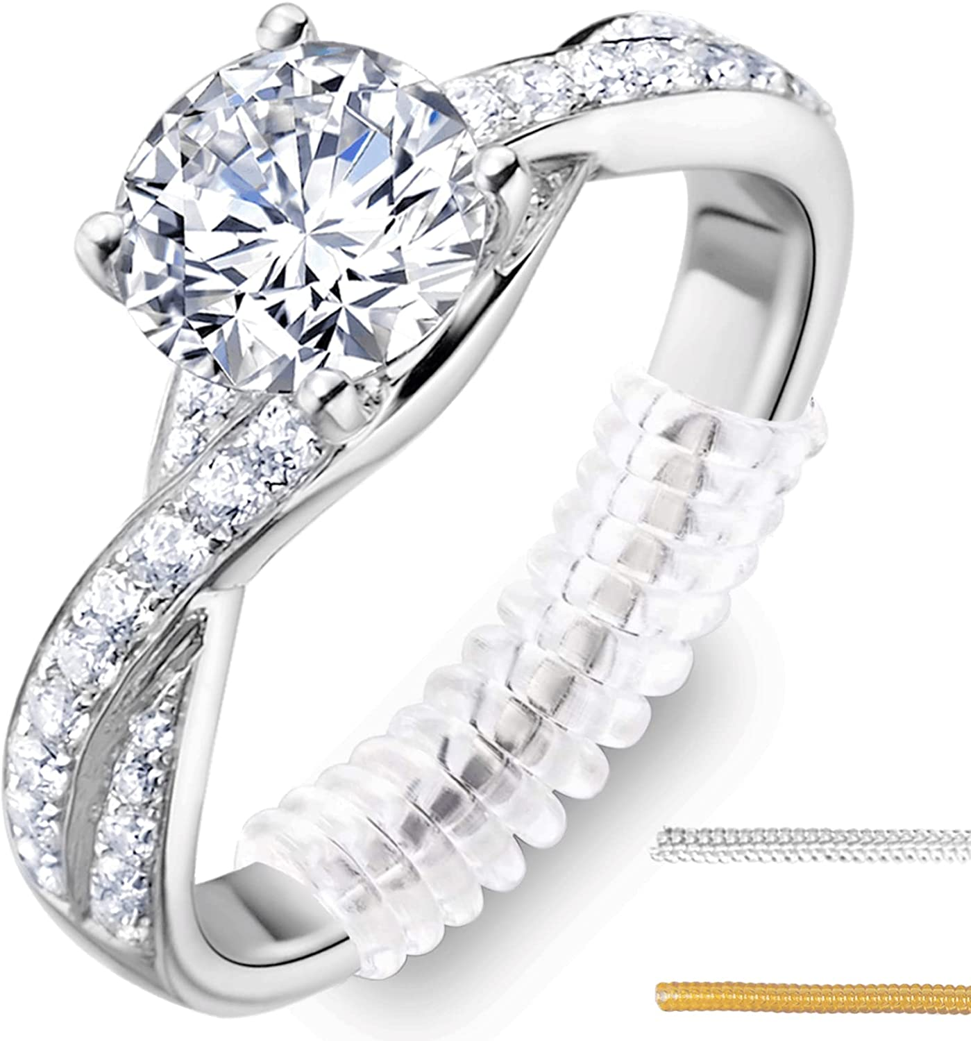 Ring Size Adjuster for Loose Rings, Yowamho 8 Pcs/ 16 Pcs Invisible Spiral Transparent Ring Guard Clip Jewelry Resizer Set for Making Jewelry Fitter, Tightener, Spacer, Sizer for Men and Women image number 2