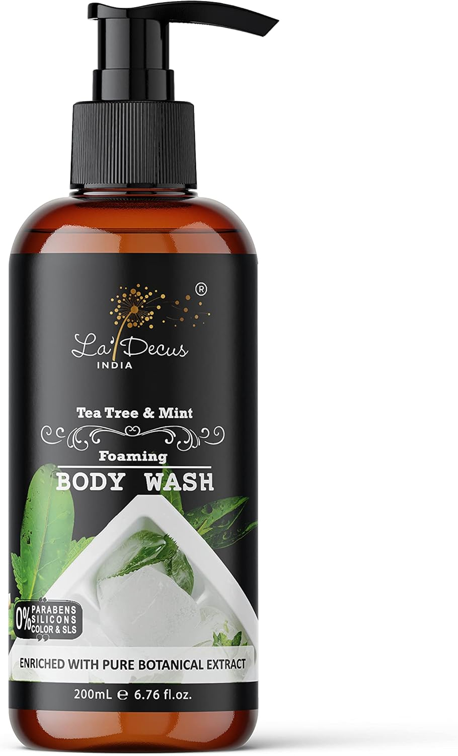 La? Decus&reg; INDIA Winter Special Tea Tree and Mint Foaming Body Wash - No Parabens, SLS, Silicones & Color - 200Ml image number 2