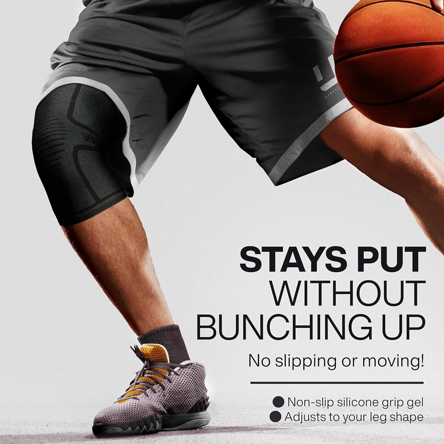 Uflex Athletics Knee Compression Sleeve Support for Women and Men - Knee Brace for Pain Relief, Fitness, Weightlifting, Hiking, Sports - Black, Medium image number 6