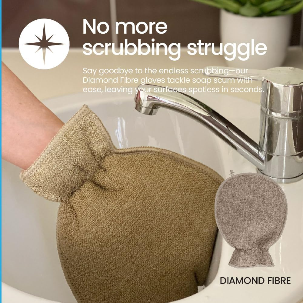 White Magic Eco Cloth Bathroom Cleaning Glove, Pebble &ndash; Dual-Sided Scrubbing & Polishing, Chemical-Free Streak-Free Clean, Made with Recycled Plastic, Machine Washable, 26X20.5Cm image number 4