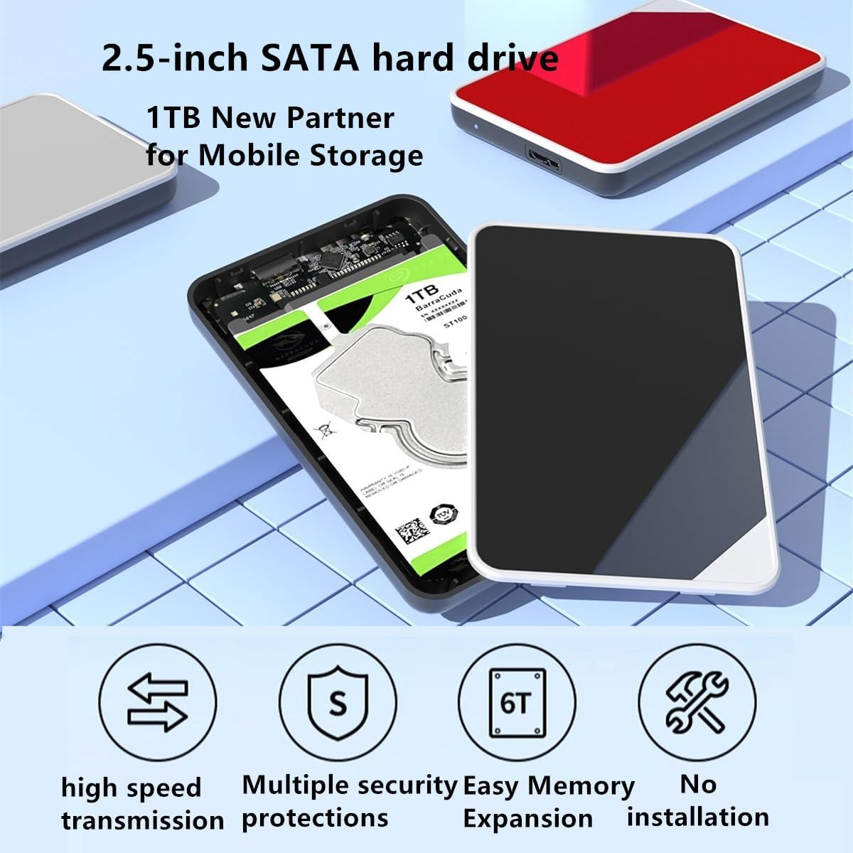 1TB External Hard Drive-Usb 3.0 Portable External Hard Drives-Slim External Hard Drive-5Gbps H-Speed Solid State External Hard Drive-Portable External Hard Drive for Mac,Pc,Laptop (Black) image number 1