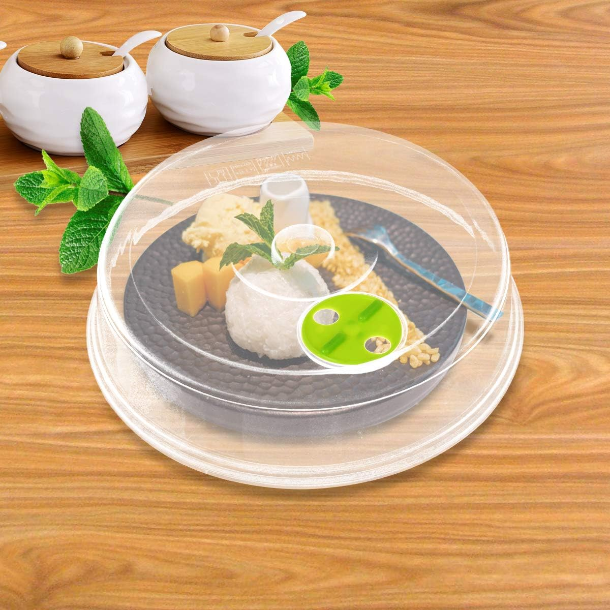 Set of 5 Microwave Plate Covers with Adjustable Steam Vents; Microwave Splatter Covers - Mixed Sizes for Large & Small Food Plates Bowls image number 4
