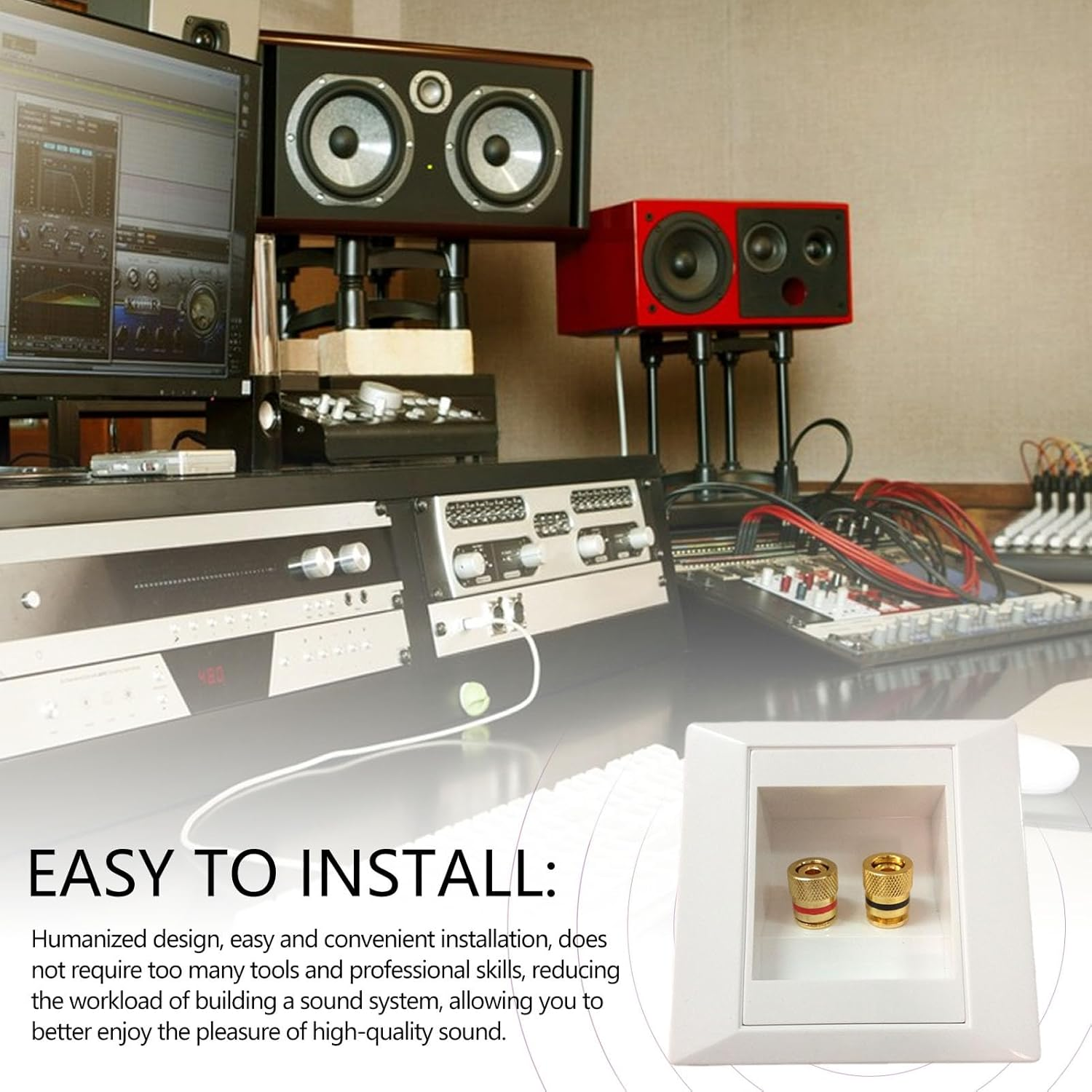 Speaker Outlet Plate - Premium Home Audio Banana Plug Terminal Cover, Subwoofer Signal Wall Mount | Duals Binding Post Jack Plate, Hi-Fi Surround Connector Panel for Media Room Entertainment System image number 5