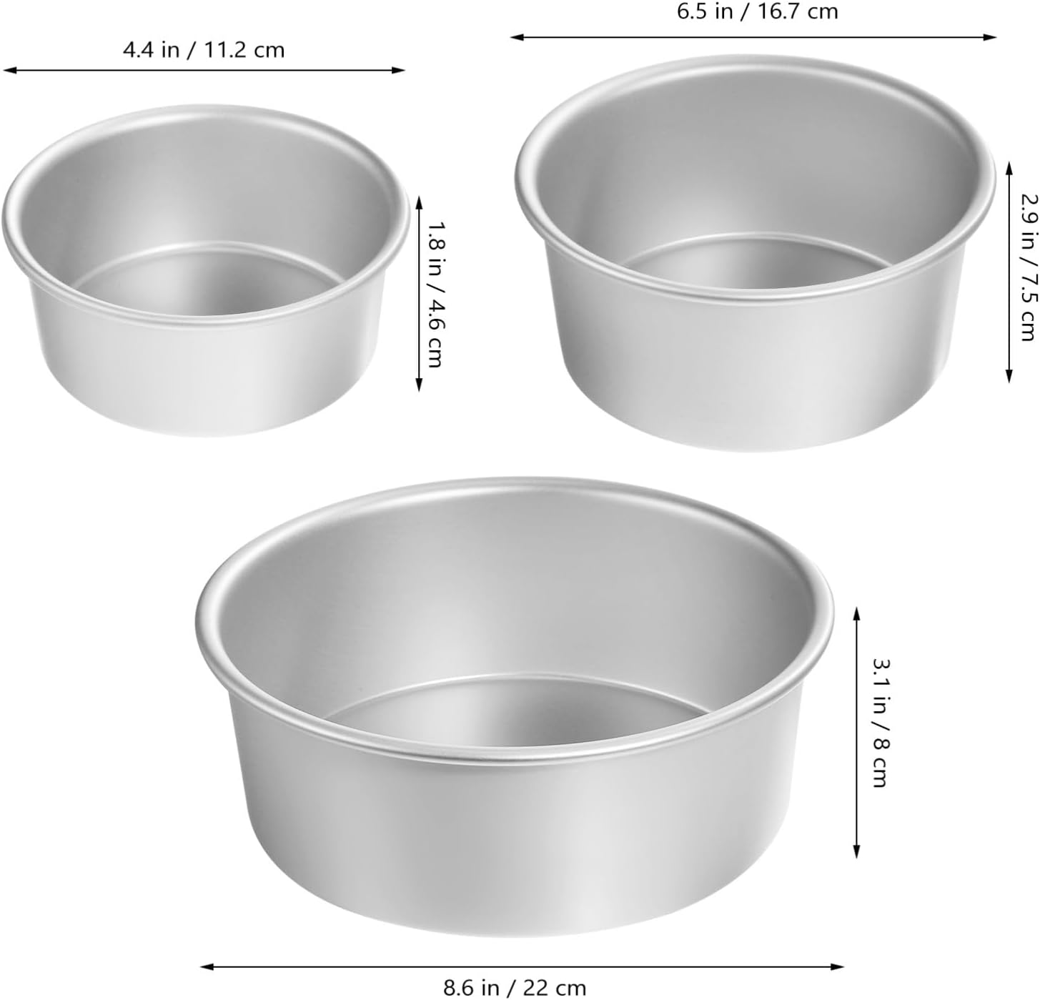 EXAOMBLE 3Pcs round Cake Pans 8 Inch Aluminum Nonstick Bakeware Set Deep Pans for Family and Wedding Baking image number 4