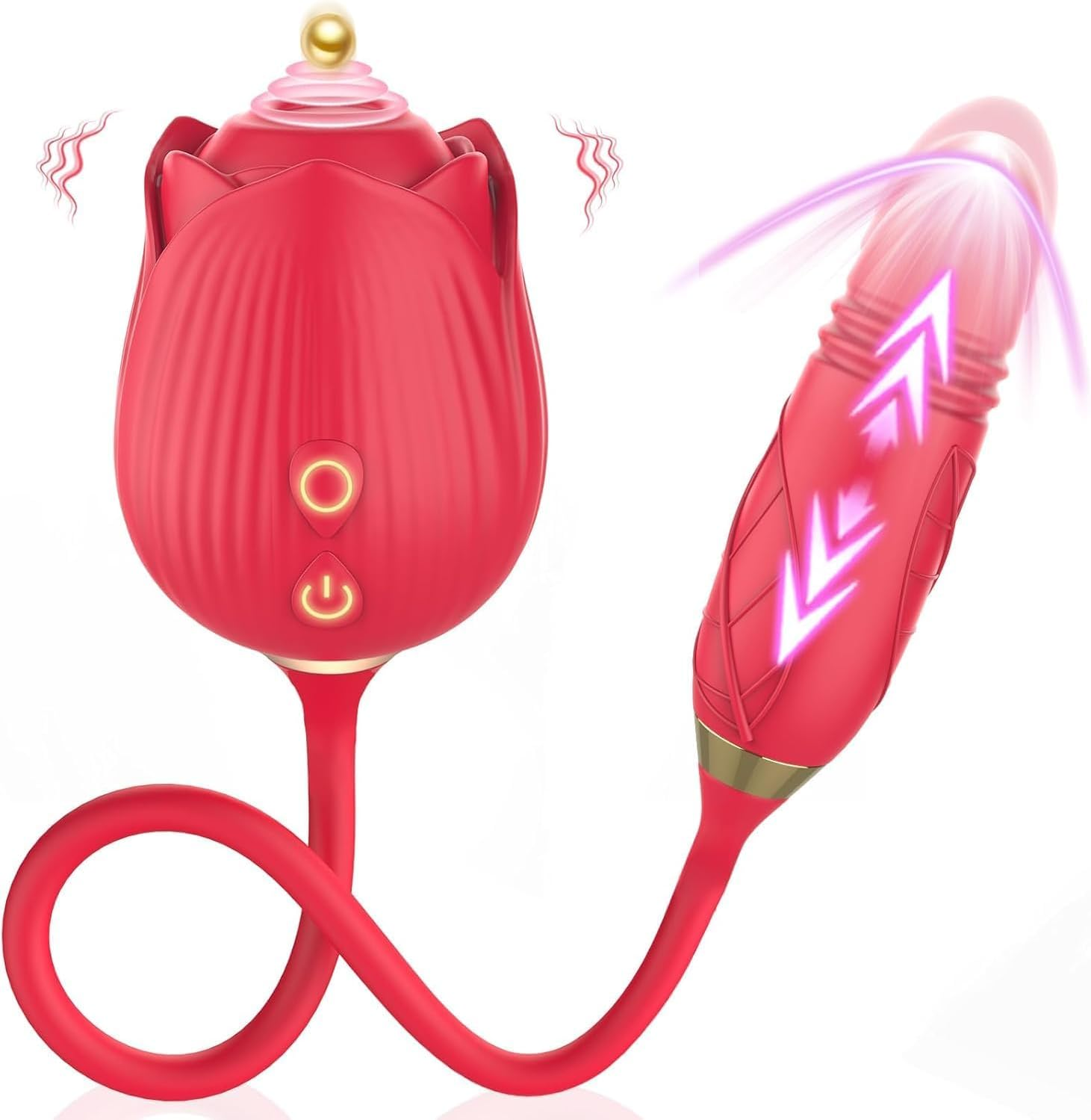 Vibrator Adult Sex Toys for Women - Riotor 2IN1 Flapping Vibrator Rose Sucking Toy, 9 Tappling & Sucking Portable Toys, Anal G Spot Clitoral Nipple Stimulator Vibrators, Adult Female Couples Sex Toys Games (Rose) image number 4
