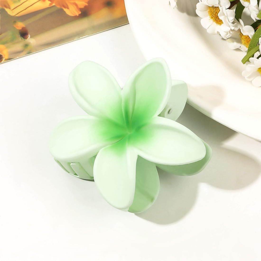 Wambere Pack of 1 Women'S Flower Hair Clips, Flower Hairpin, Hair Clips, Claw Clip, Non-Slip Plastic Hair Pin, Hair Clips, Headwear, Hair Accessories for Women and Girls for Daily Wear, Green