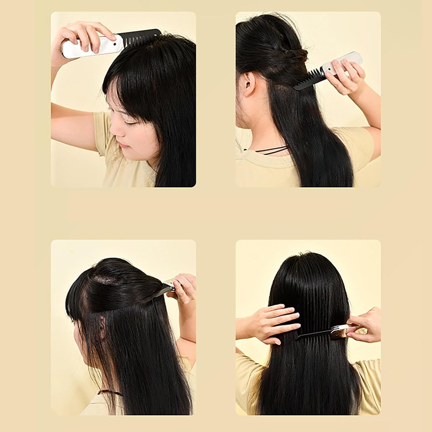 Foldable Hair Brush,Travel Brushes for Hair 2 in 1 Fine Tooth Comb & Wide Tooth Comb | Compact Hairbrush Purse Comb Hair Styling Tools for Gym Trip School Work Men Women image number 4