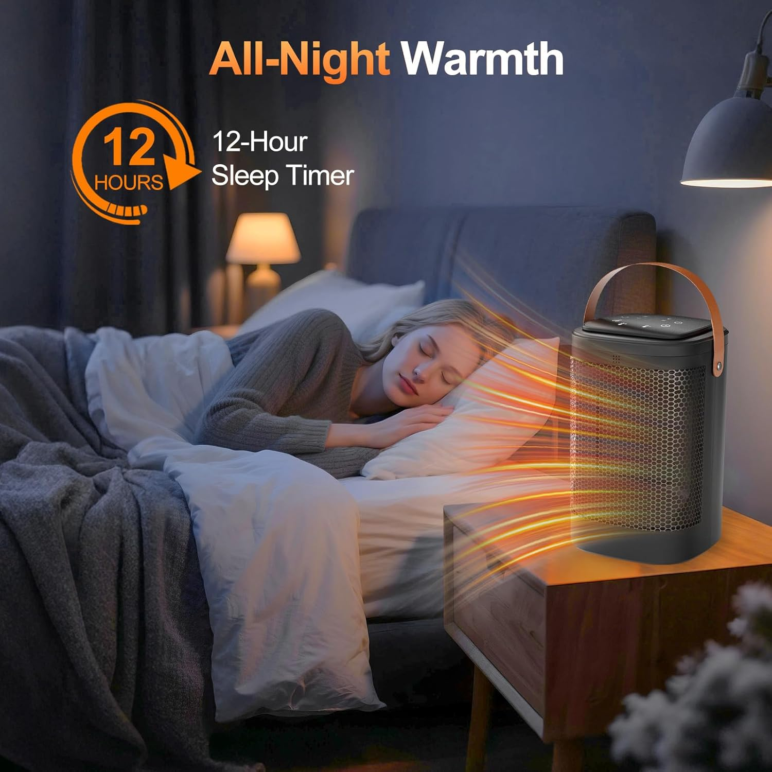 Oolong 1500W Portable Ceramic Heater with Thermostat & Remote, Energy Efficient Electric Heater Fan, 70&deg; Oscillation, 12H Timer Tip-Over & Overheat Protection for Bedroom, Living Room, Home Office