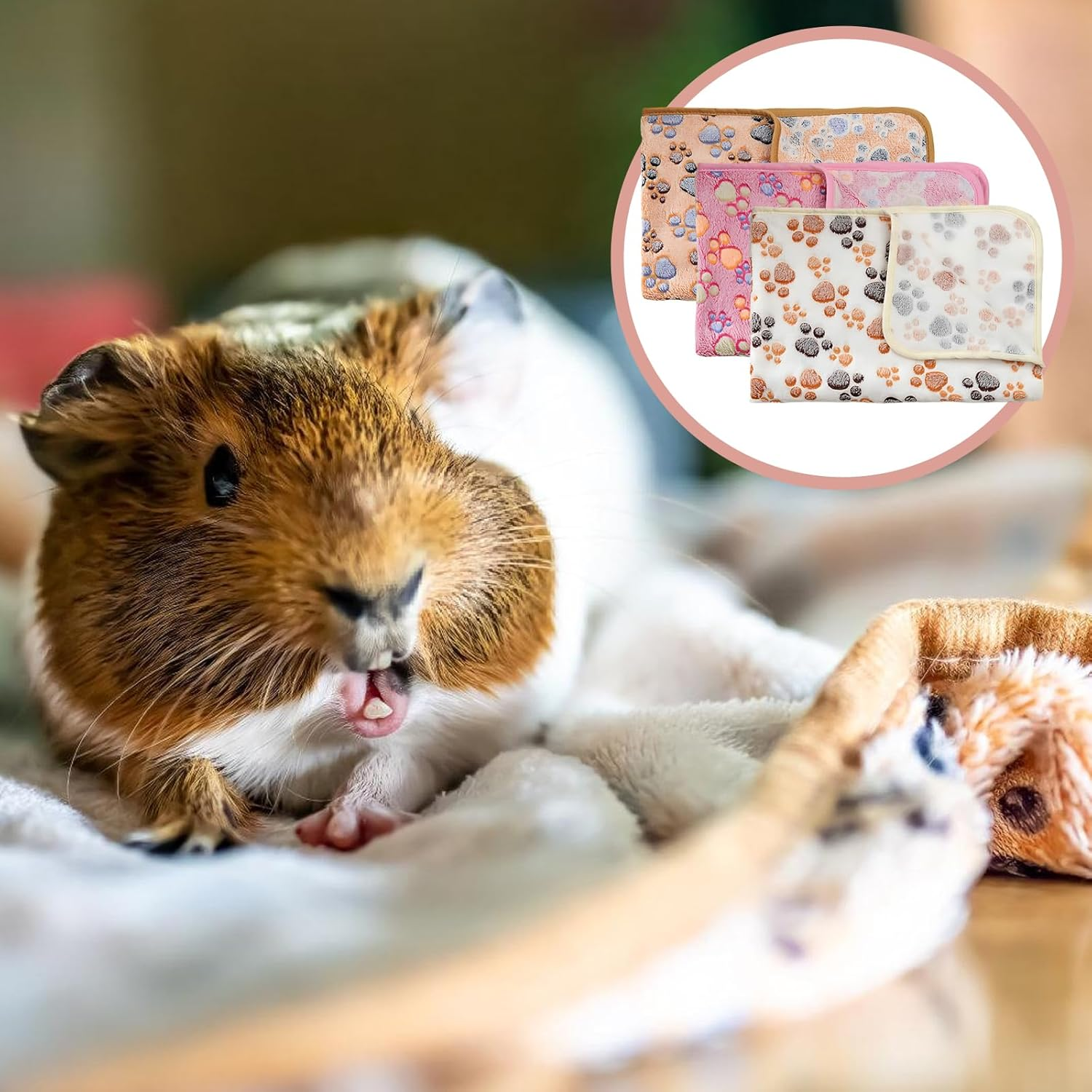 WIYETY Pack of 3 40 X 60 Cm Waterproof Guinea Pig Blankets: Guinea Pig Fleece Blankets Washable Small Animal Fleece, Warm Fluffy Puppy Blanket for Kittens Small Animal Mats, for Rabbits, Hamsters image number 5