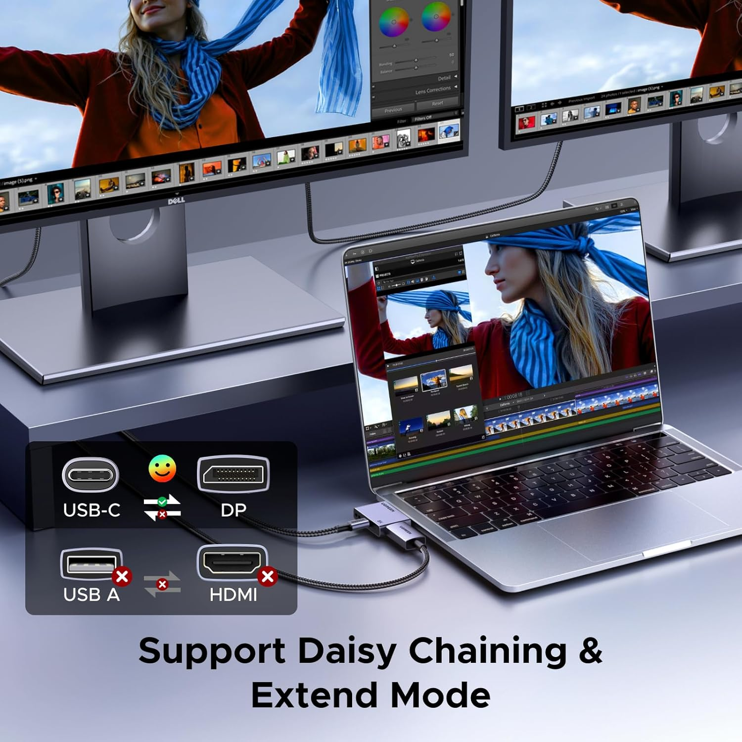 UGREEN USB C to Displayport Adapter 100W PD Charger 8K@60Hz 4K@240/144/120Hz Type C Thunderbolt 3/4/5 DP 1.4 HDR VRR Free-Sync Compatible for Macbook Imac Mac Mini Ipad Pro XPS Iphone 17 Galaxy S25 image number 2