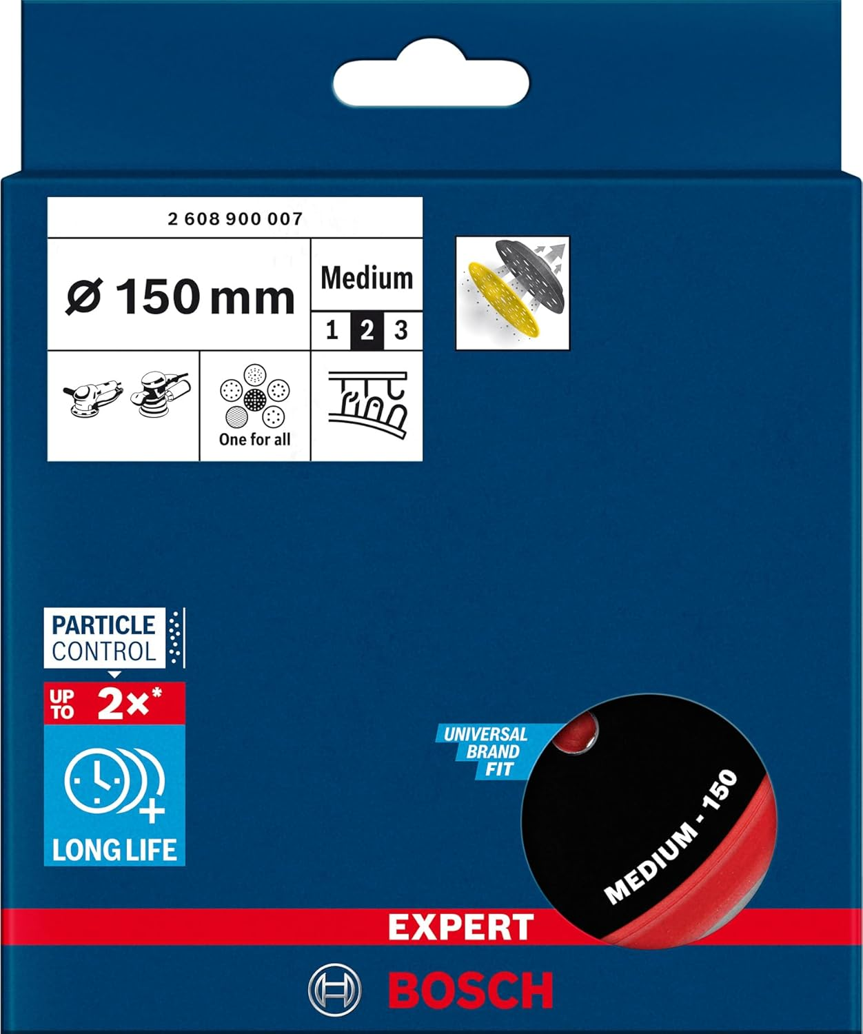 Bosch Accessories Professional 1X Expert Multihole Backing Pads Universal (Medium Version, &Oslash; 150 Mm, Accessories Random Orbital Sander) image number 3