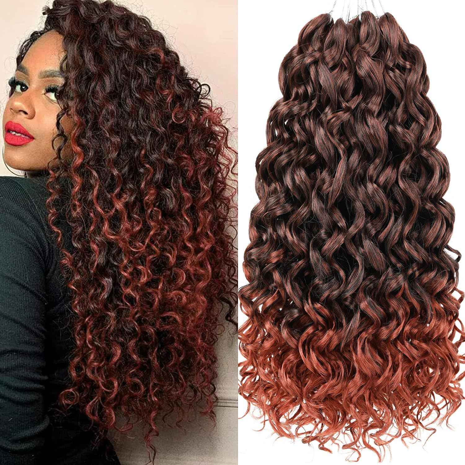 Mscat 8 Packs Gogo Curl Au Crochet Crochet Cheveux 14 Boucl&eacute;s Au Crochet Cheveux for Women Water Wave Beach Curl Deep Twist Au Crochet Tresses Synthetic Tresses Extensions De Cheveux