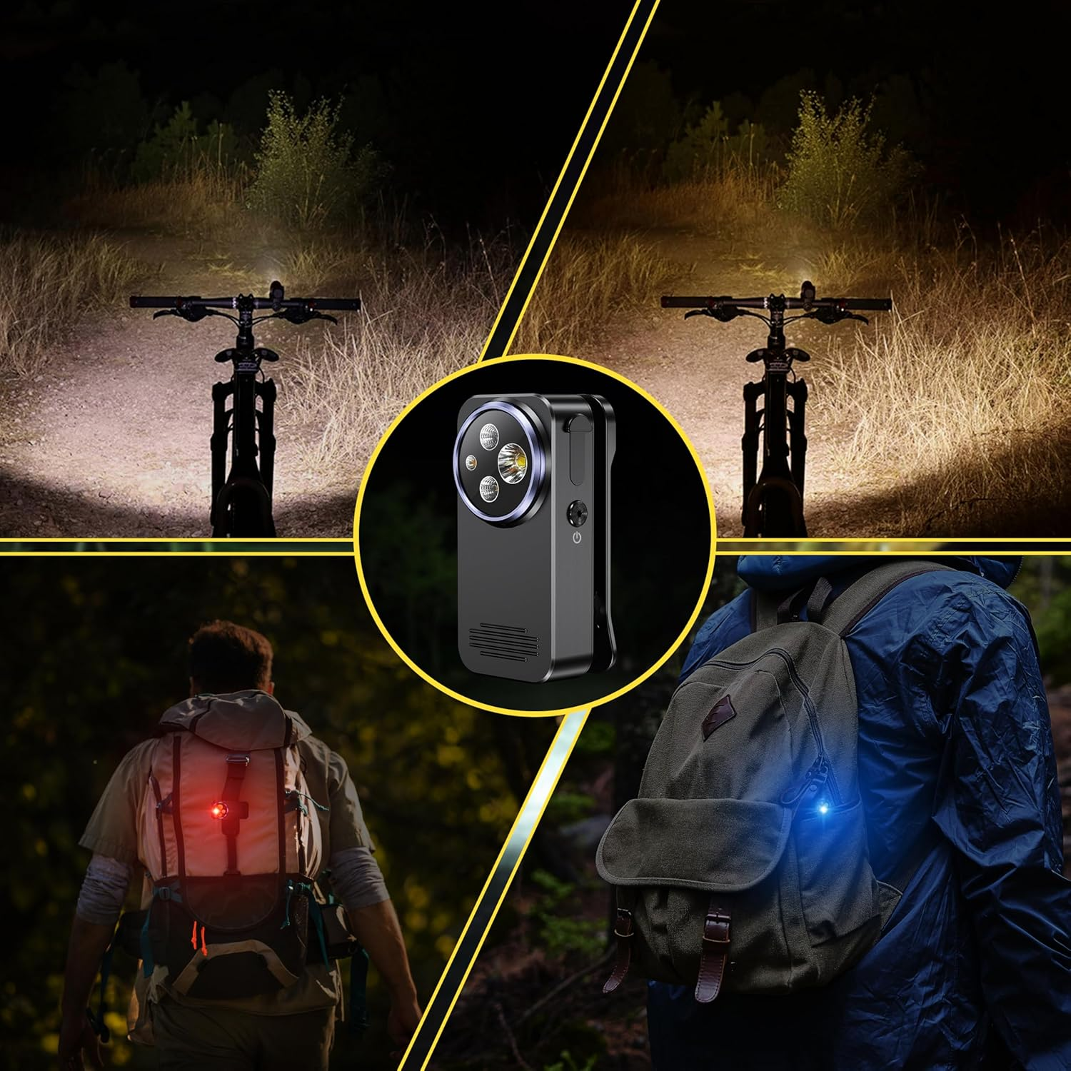 EDC Clip-On Torch 600 Lumens: 120 Meters Flashlight with Four Lighting Solutions, Rechargeable Torch, LED Light with Spring Clip Magnetic Base for Fishing, Camping & Hiking(Black) image number 2