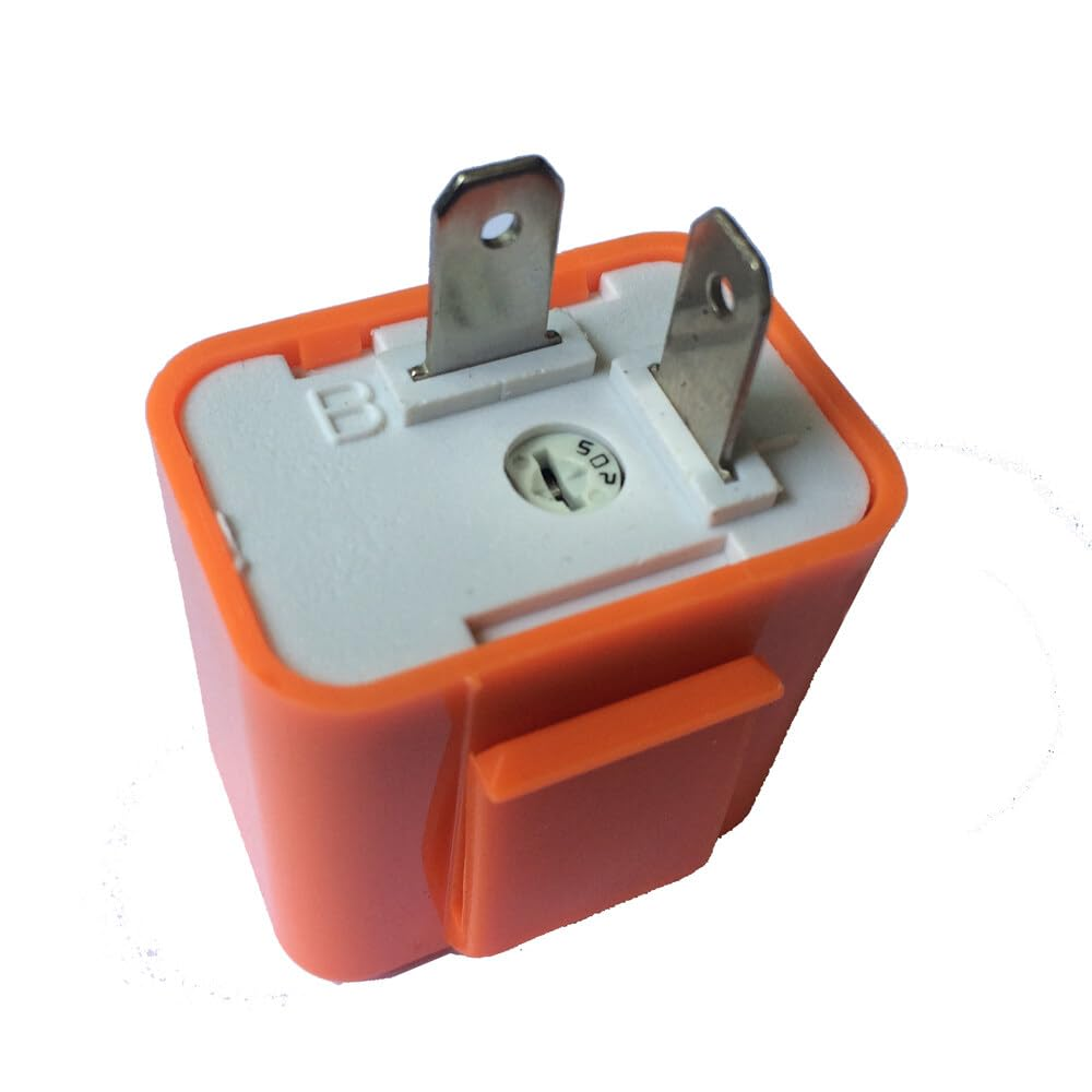 Generic 12V 2 Pin Speed Adjustable LED Indicator Flasher Turn Signal Light Relay Resistor Fix Hyper Control Flash for Motorcycle Orange Color image number 4