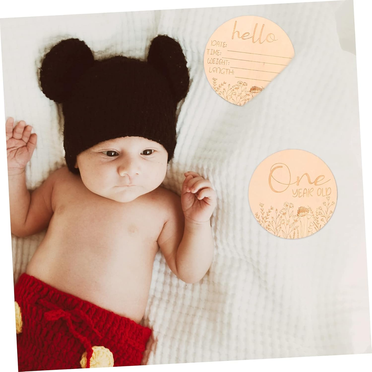 GARVALON 14Pcs Wooden Milestone Cards Monthly Growth Recording Photo Props for Newborn Photography Cute Announcement Signs for Keepsake for Growth Memories image number 6